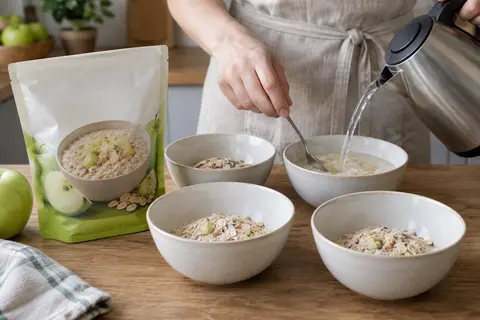 Prepare apple porridge pots