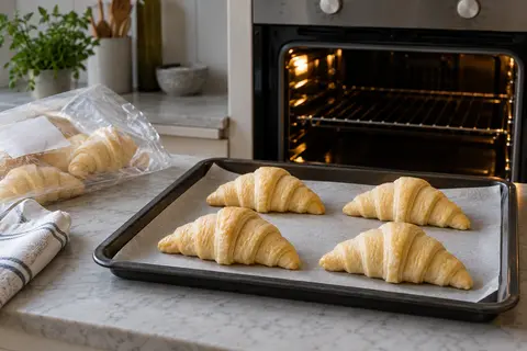 Warm bakery croissants
