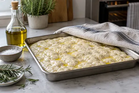 Bake focaccia from prepared dough