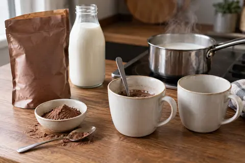 Make hot chocolate from drinking powder