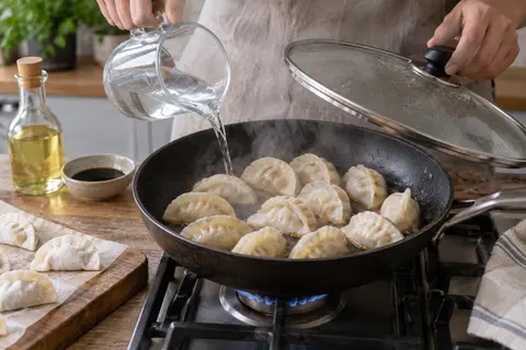 Cook frozen pork dumplings