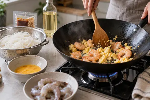 Cook a prawn pad Thai kit