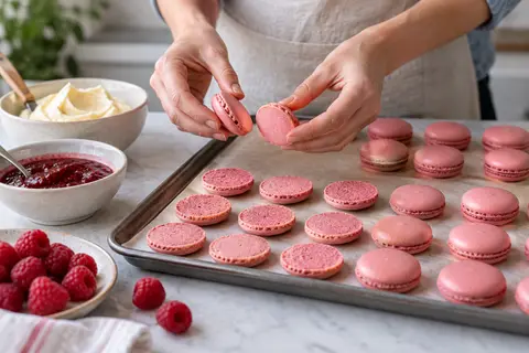Raspberry macarons