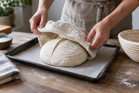 Bake a prepared sourdough loaf