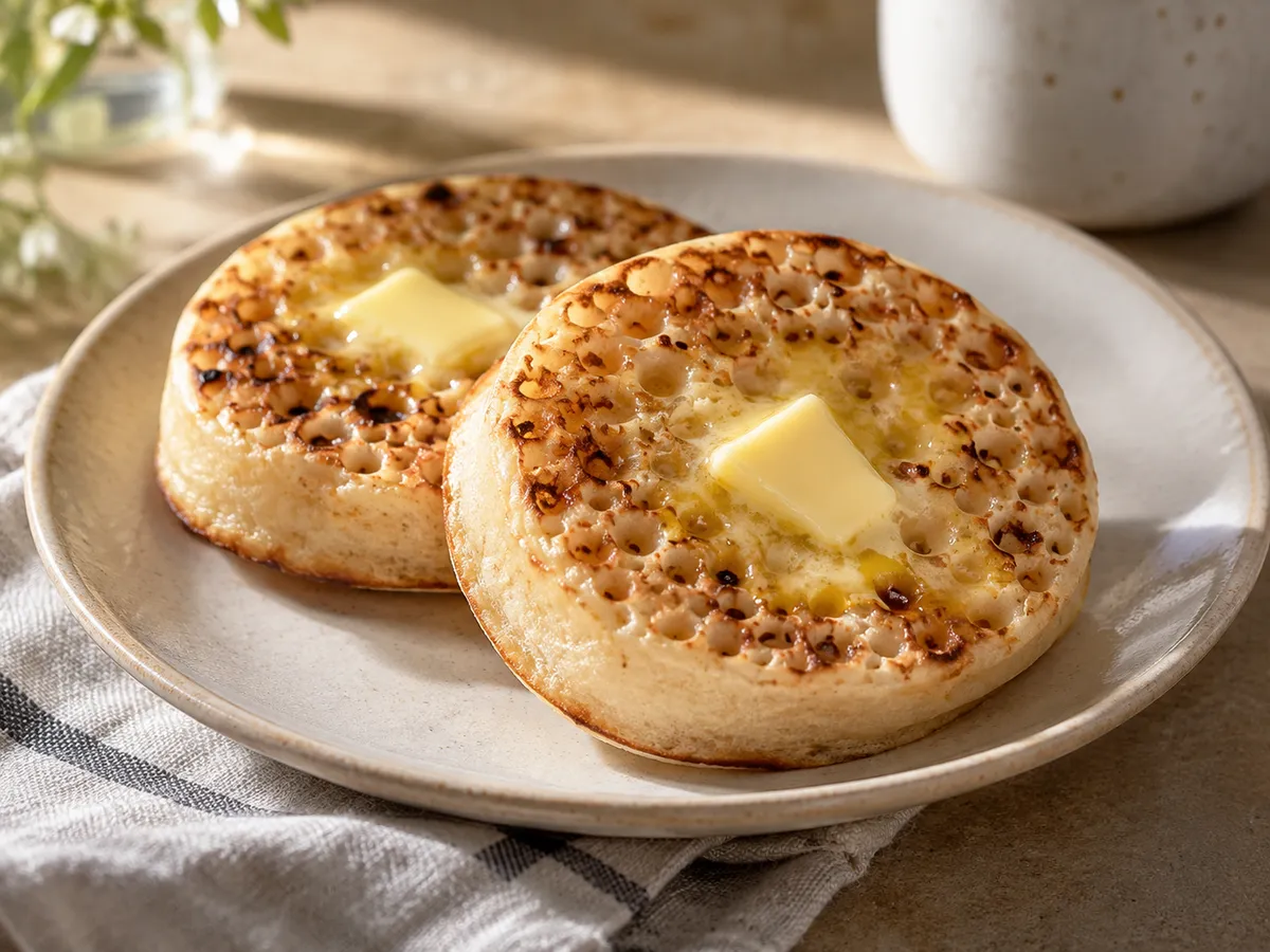 Crumpets with butter