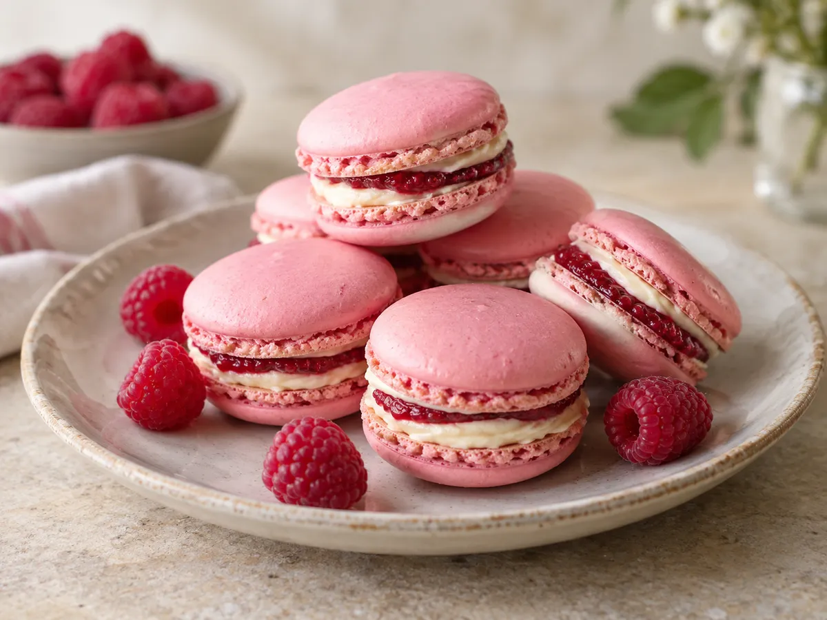 Raspberry macarons